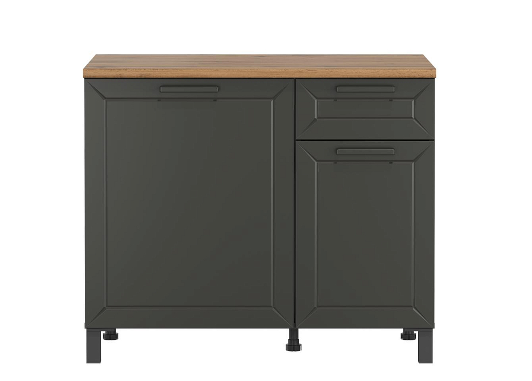 Шкаф Мадрид (1000) диамант серый/столешница дуб вотан/ДВПО белый/ПВХ графит