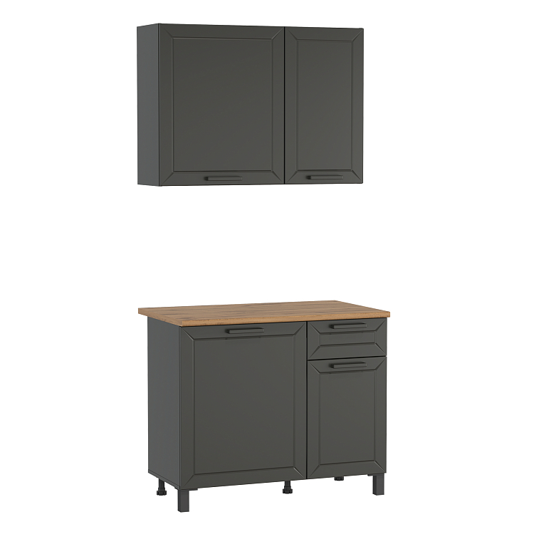 Шкаф Мадрид (1000) диамант серый/столешница дуб вотан/ДВПО белый/ПВХ графит