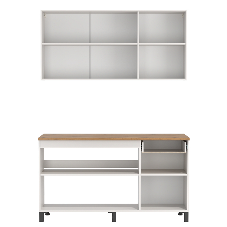 Шкаф Аризона (1500) белый/столешница дуб вотан/ДВПО белый/профиль ПВХ белый О